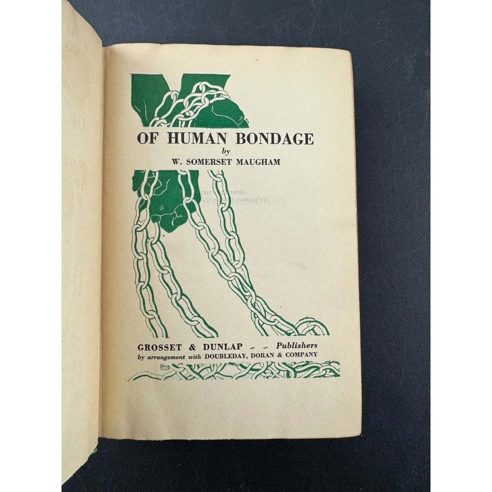 Of Human Bondage W Somerset Maugham Vintage Grosset & Dunlap Green Hardcover‎